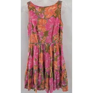 Tracy Feith Target Pink Orange Floral Hibiscus Party Cocktail Dress Jr's size 7